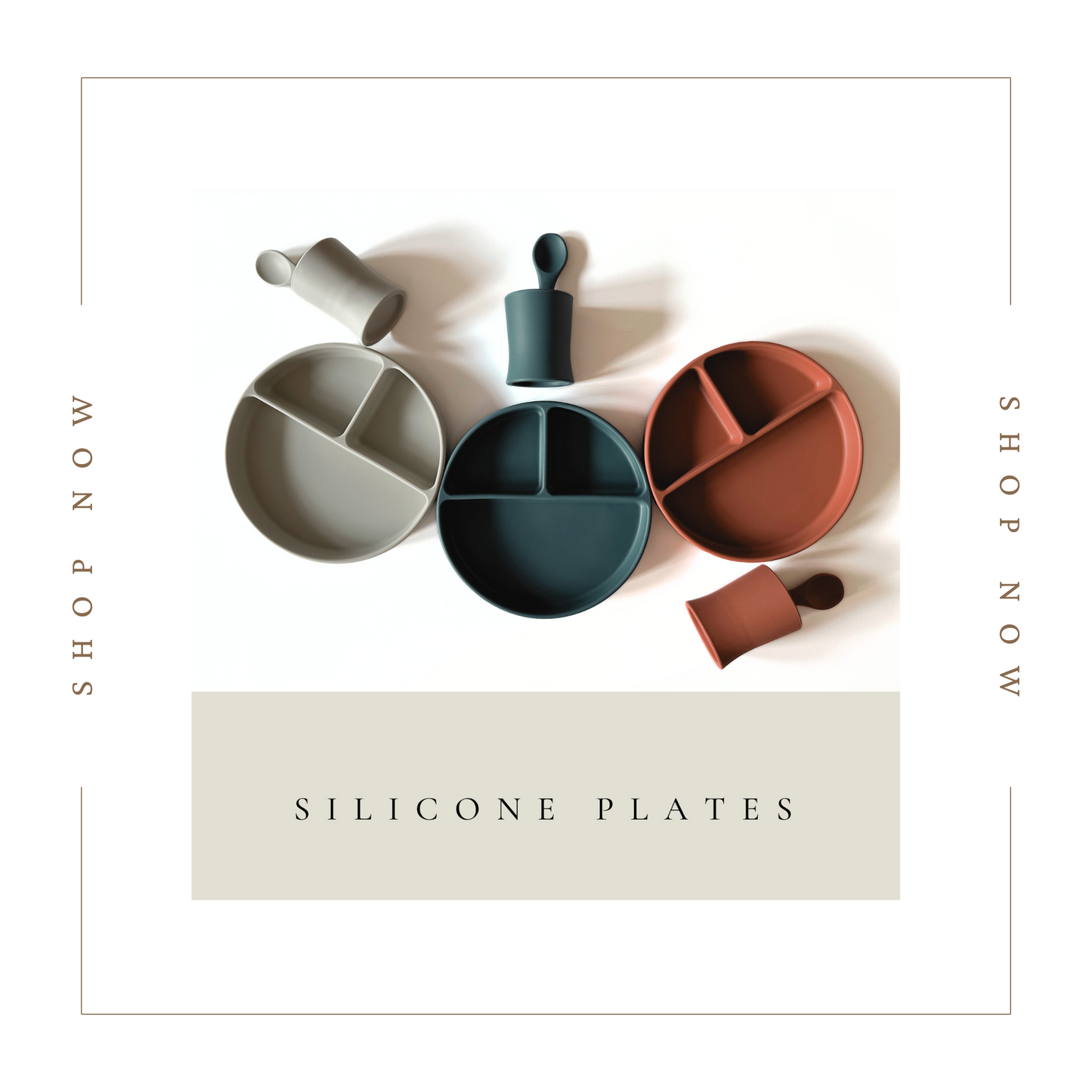 Silicone Suction Divided Plate with Matching Cup and Spoon